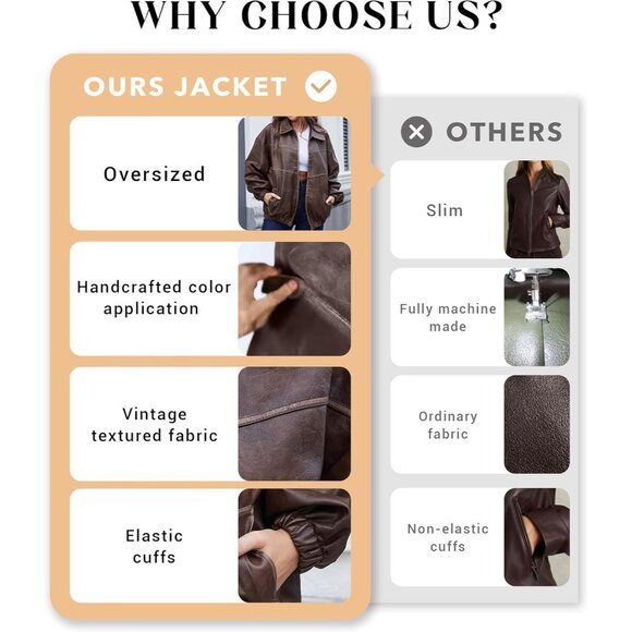 Womens Oversized Y2K Faux Leather Jackets Vintage Plus Size Fashion Motorcycle C - Picture 5 of 5